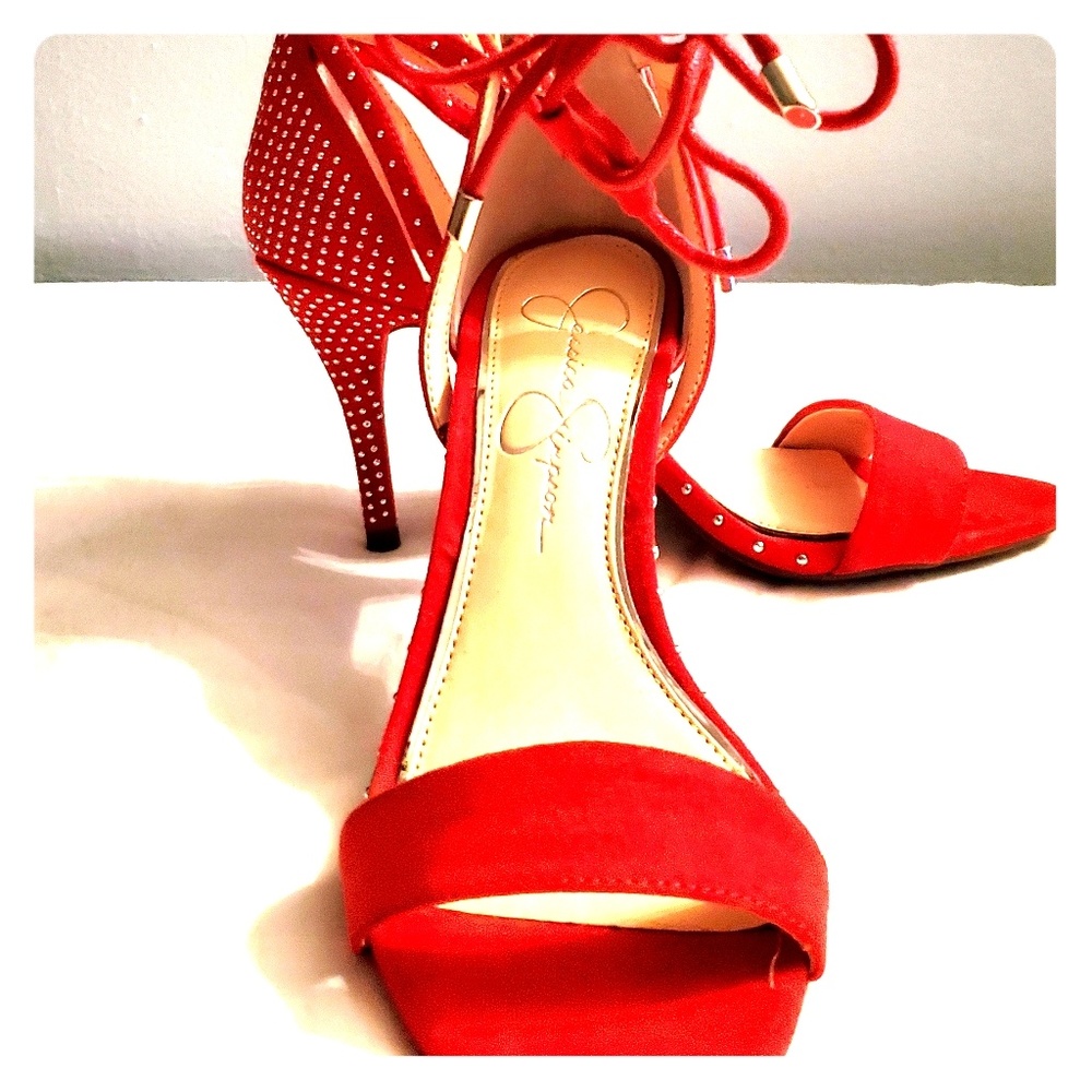 Jessica Simpson red sexy heels